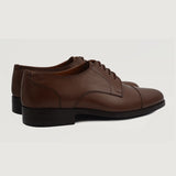Attorney Derby Brown Leather Shoes For Men - Reinforced Heel Counter & Precision Double-Row Stitching Detail