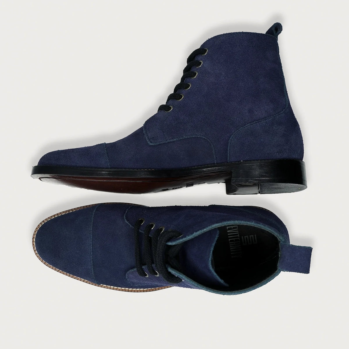 Knight Derby Midnight Blue Suede Leather Boots For Men - Reinforced Heel Counter & Precision Double-Row Stitching Detail
