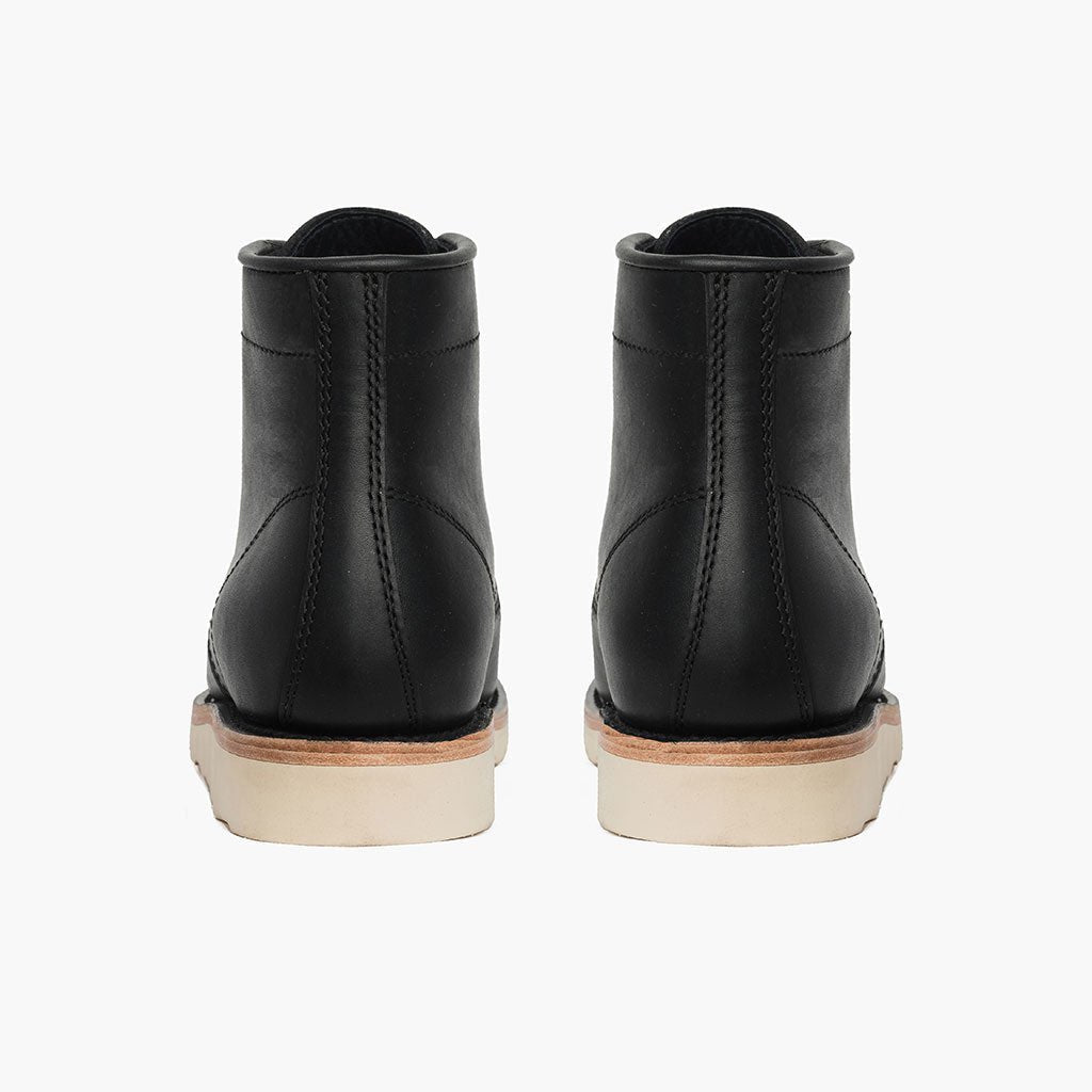 Diplomat Black Matte Leather Boots - Reinforced Heel Counter & Precision Double-Row Stitching Detail