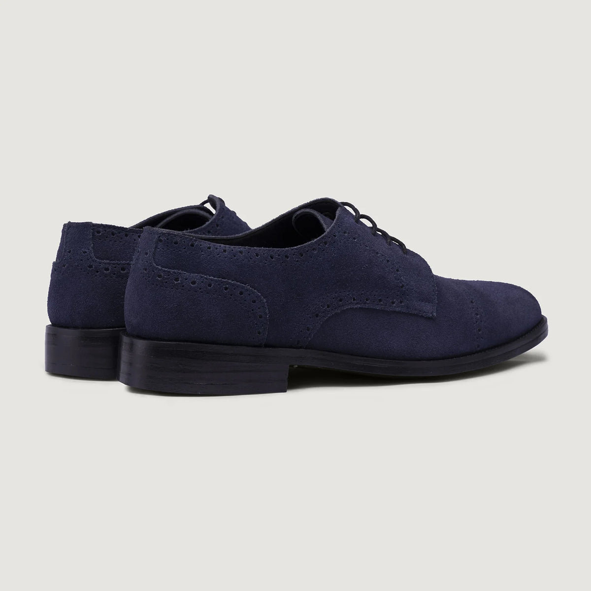 Dirk Brogues Derby Blue Suede Leather Shoes - StudGuard - Reinforced Heel Counter & Precision Double-Row Stitching Detail