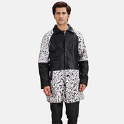 
Men's Artistry Black Dye Leather Coat in Black & White Sheepskin Dip &Amp; Dye - Front Profile View & Tailored Silhouette | Buy Online
