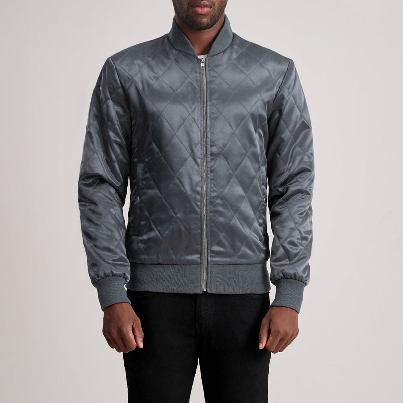 Danson Quilted Grey Varsity Jacket