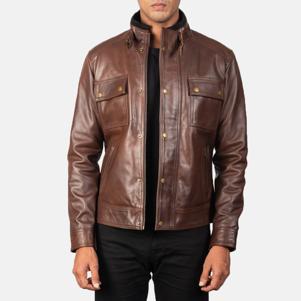 
Tailored Rib Cuffs & Hem Craftsmanship Construction Detail on Men's Darren Black Leather Biker Jacket