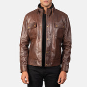 
Tailored Rib Cuffs & Hem Craftsmanship Construction Detail on Men's Darren Black Leather Biker Jacket