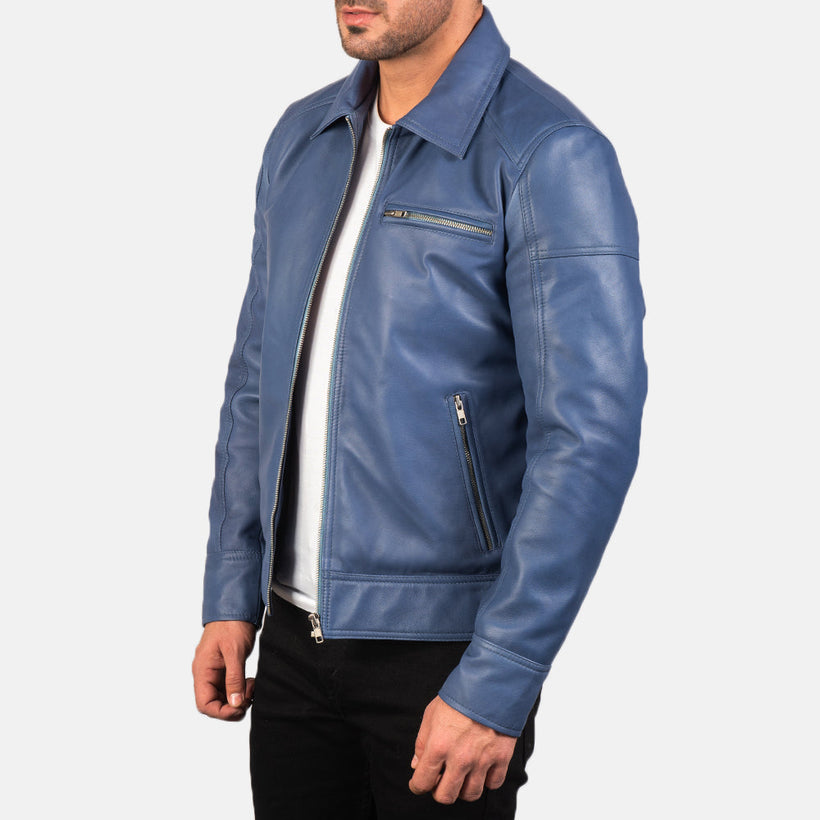 Lavendard Leather Biker Jacket