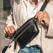 
Classic 100% Full-Grain leather Bag - Rear Perspective Showing Reinforced Leather Straps & Stitching