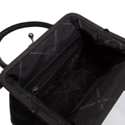Close-Up Detail of Classic Collar &amp; Heavy-Duty Zipper Hardware on Chili Full-Grain Leather Handbag