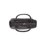 
Close-Up Detail of Classic Collar & Heavy-Duty Zipper Hardware on Dorin Full-Grain Leather Handbag