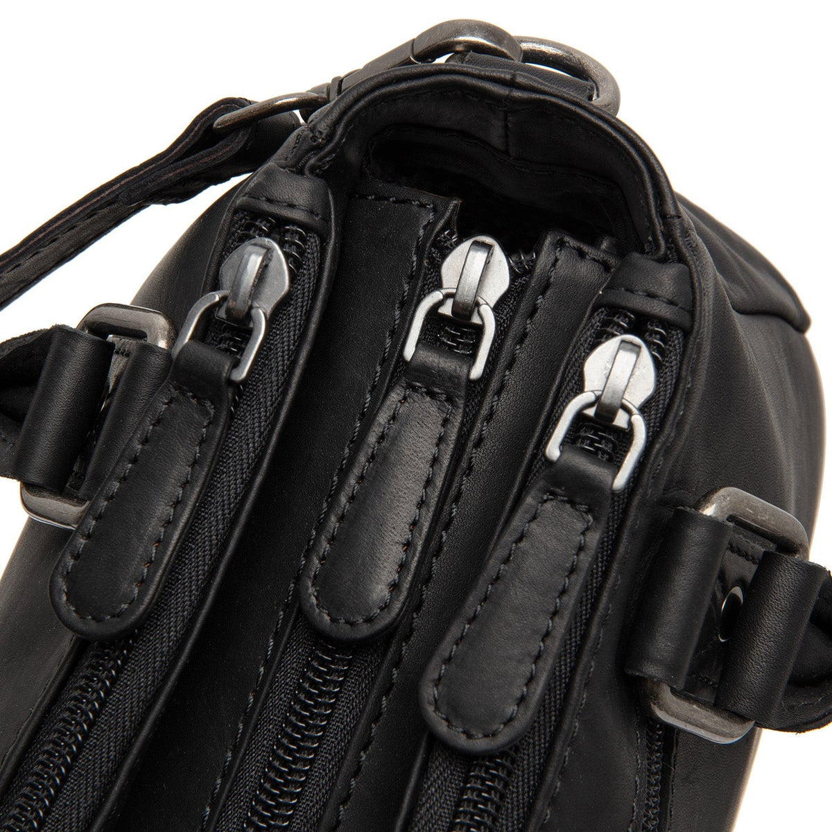 
Fenja Full-Grain Leather Handbag - Lateral Side Profile View Showing Sleeve Cut & Athletic Taper Fit