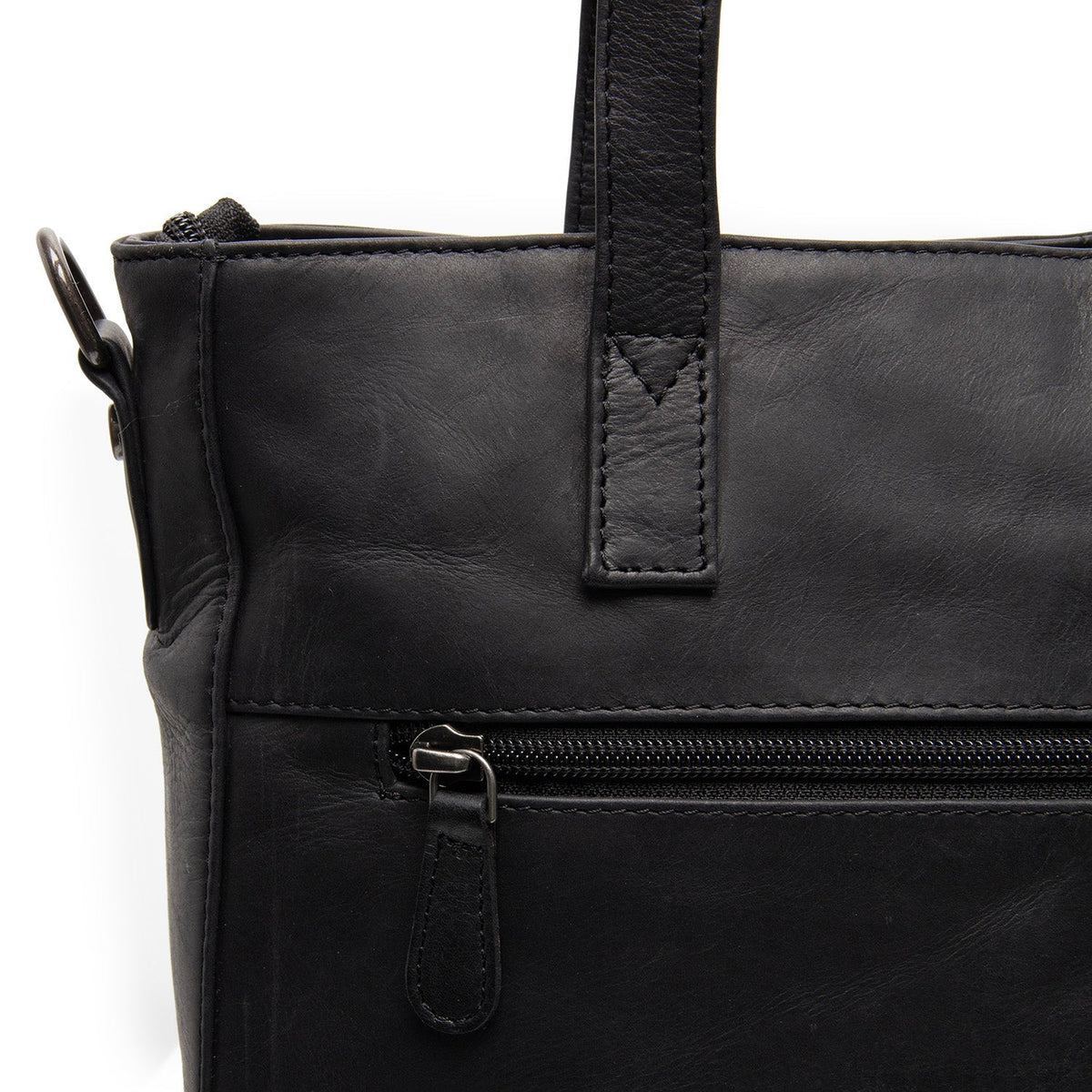 Mosel Full-Grain Leather Shoulder Bag - Structured Side Profile Showing Gusset Depth &amp; Expansion Capacity