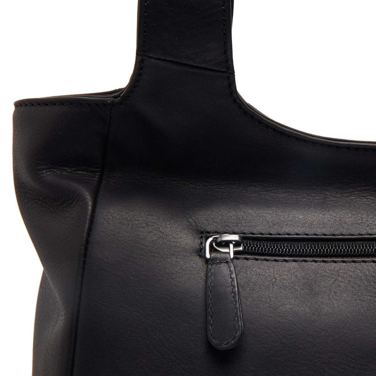 
Tofino Full-Grain Leather Shoulder Bag - Structured Side Profile Showing Gusset Depth & Expansion Capacity