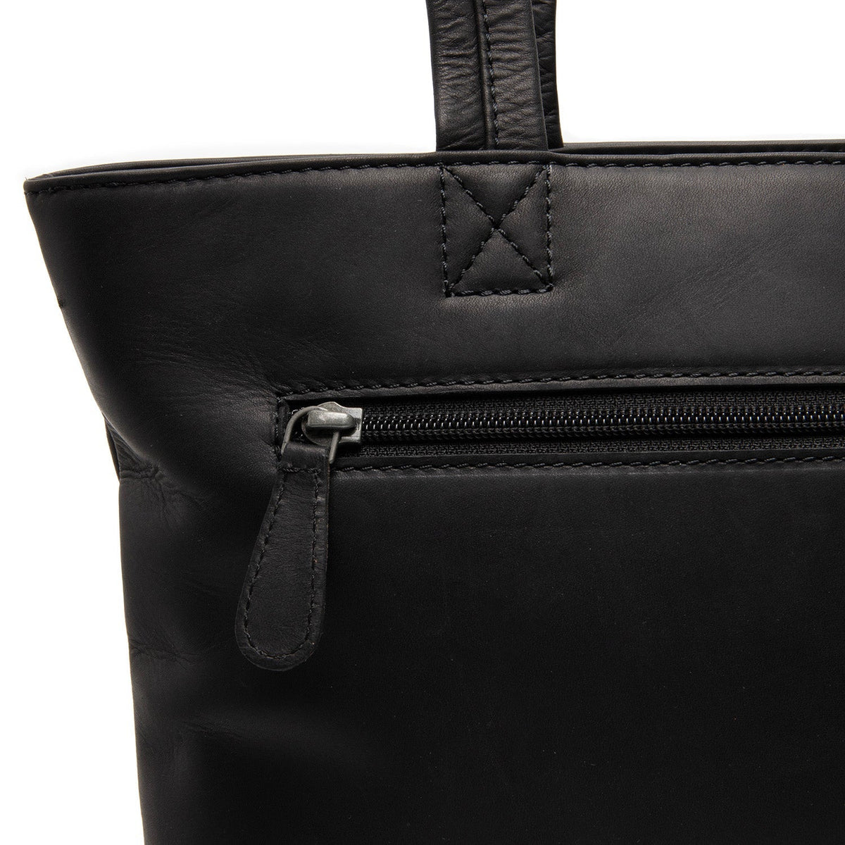 Alveron Full-Grain Leather Tote Bag - Structured Side Profile Showing Gusset Depth &amp; Expansion Capacity