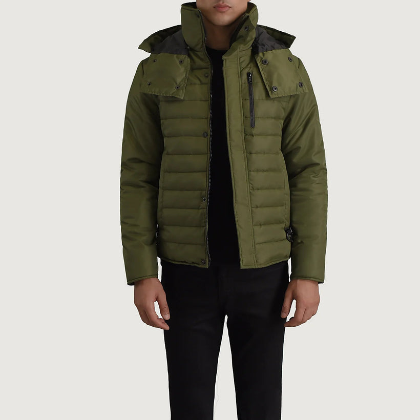 Malcolm Green Hooded Puffer Jacket