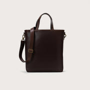 
The Poet Vintage Brown Leather Tote Bag For Men & Women in Vintage Brown Full-Grain Leather - Full Exterior Front Profile View | Buy Online